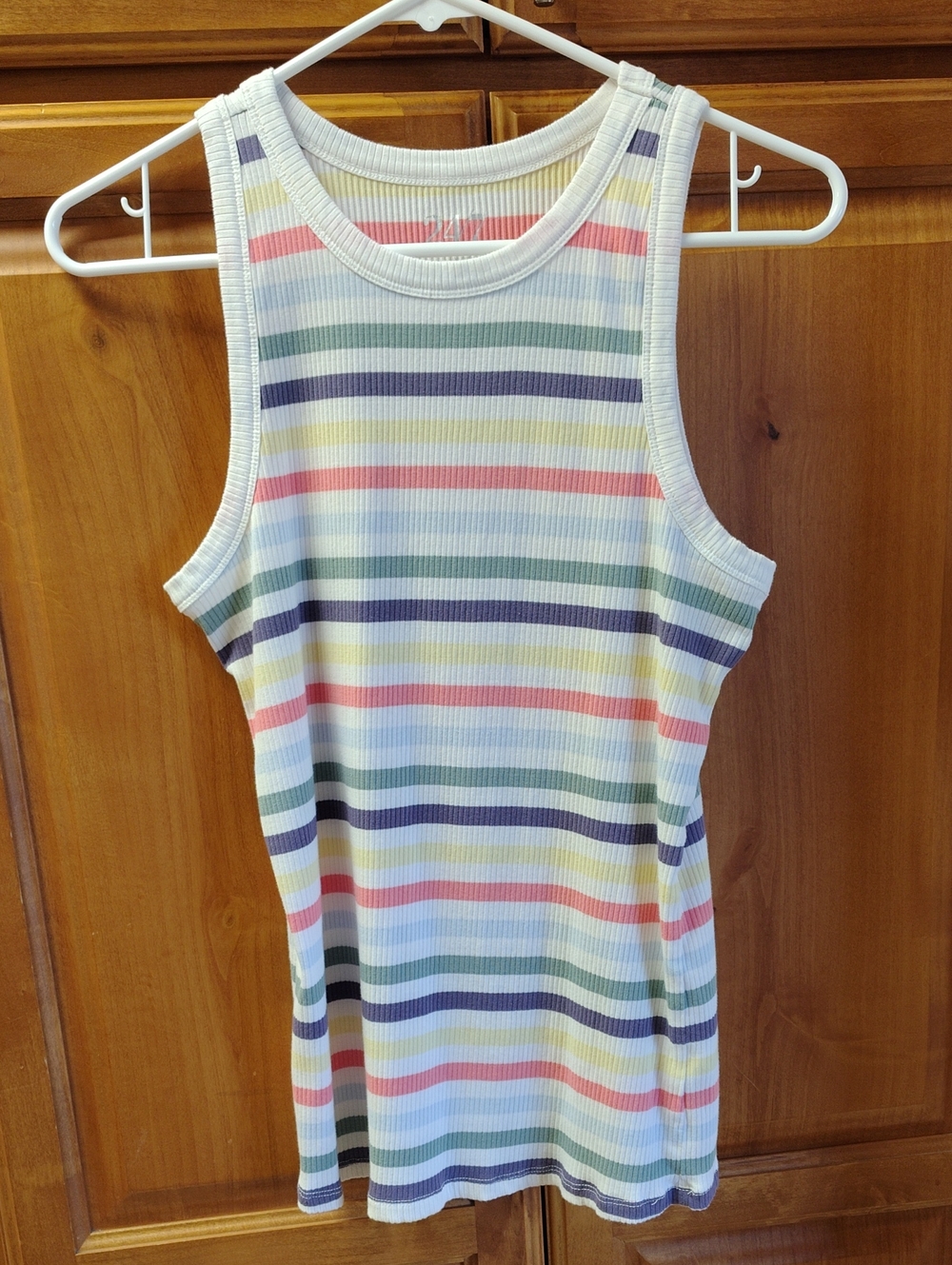 Ribbed Pastel Multi-Stripe Tank Top - Women XL 24/7 Maurices